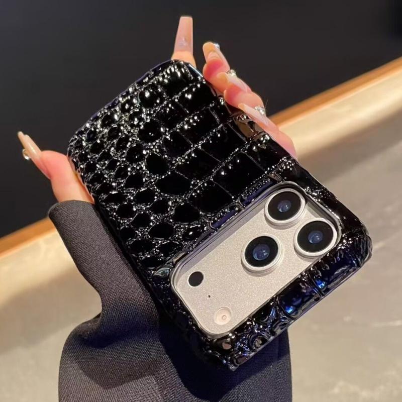 Luxury Retro Bright Glossy Crocodile Leather Case For iPhone 17 Air 16 15 14 13 Plus Pro Max 11 Business Shockproof Armor Cover