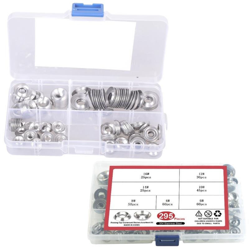 160/295Pcs Stainless Steel Conical Washer Replacement Countersunk Head Tapping Screw Washer Easy to Installation