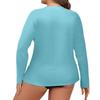 Plus Size Sport Sunscreen Top Women Summer Sunscreen Quick-drying Long-sleeved 3D T-shirt Round Neck Solid Color Breathable Tee