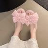 Lovely Fashion Slippers Female Slides Daily Flat Low Heels Shoes Woman Solid Heart Shaped Butterfly knot Winter Shoes Plus Size