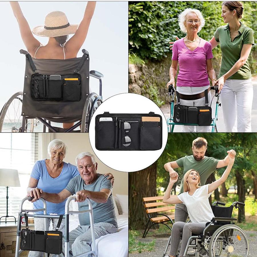 1PC Wheelchair Side Hanging Bag, Multi-Functional Armrest Pouch, Office Chair Side Pocket for Carrying Medical Supplies