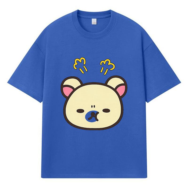 2026 Bear Head Printed Graphic Y2k Harajuku Streetwear 100% Cotton T Shirt Casual Oversized Summer Men T-shirt