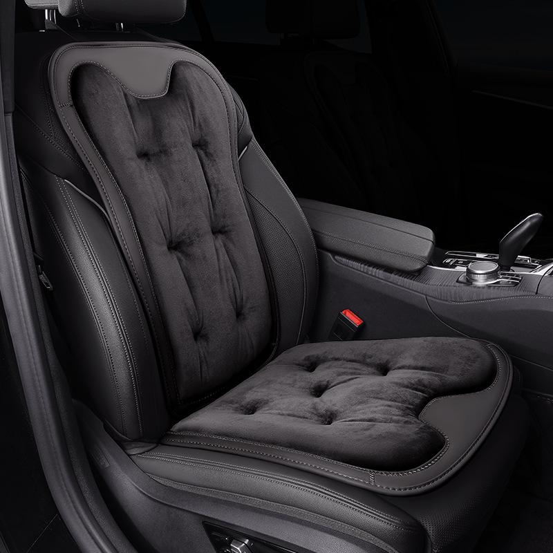 Plush Car Seat Cushion with Backrest - Thickened for Autumn/Winter Warmth