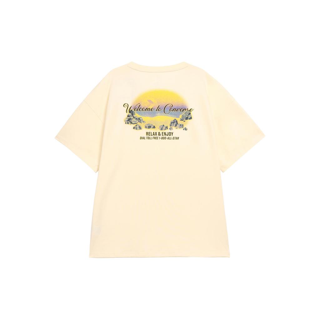 Converse T Shirts Unisex Beige Crew Neck Moderate Straight Fit 10025852-A02