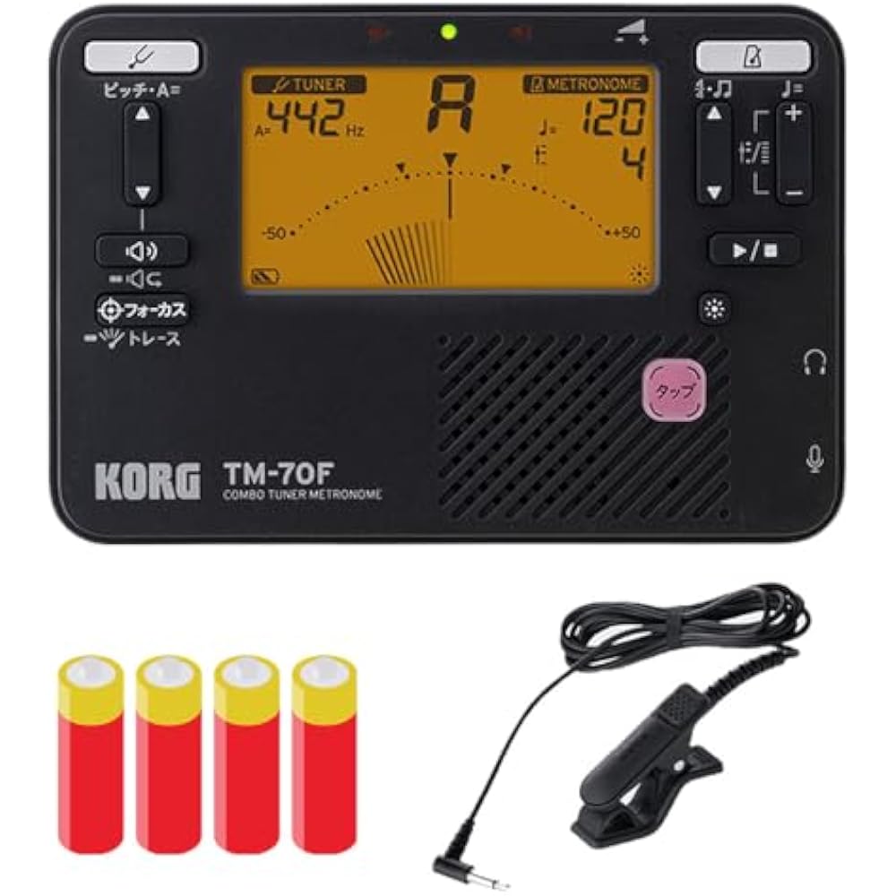 KORG Tuner Metronome TM-70F BK Microphone CM-400 BK Batteries 3 Piece Set