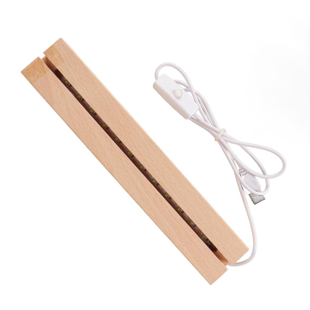 Rechteckige LED-Lichter Display-Basen Warmes Licht USB-Schnittstelle Holz Kunst Lichter Display Sockel für Kristallglas Acryl