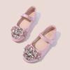 Zapatos de Princesa Aisha para Niñas Primavera y Otoño Nuevos Zapatos de Cristal Azul Zapatos de Cuero para Niñas Zapatos Individuales para Niñitas Zapatos Planos para Niños