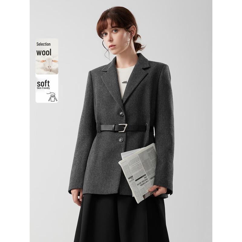 ELLE Women s Loose-Fit Merino Wool Blend Blazer L