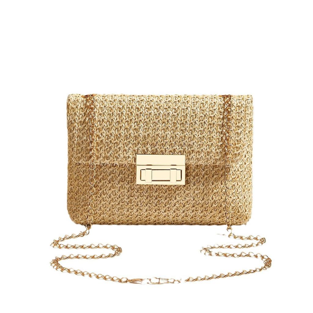 New Trend Versatile Women's Bag Crossbody Bag Sweet Style Fashion Straw Double Head Lock Shoulder Bag