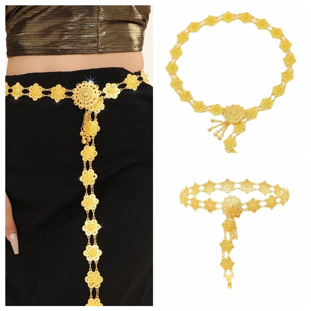 Jewelry Hollow Out Flower Necklace Metal Dance Dress Belt Chains  Party Decoration