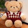 Couple Studant Bears Plush Toys Graduation Present Cartoon Bear Wear Plaid Sweater Soft Doll Kawaii Toy Brinquedos