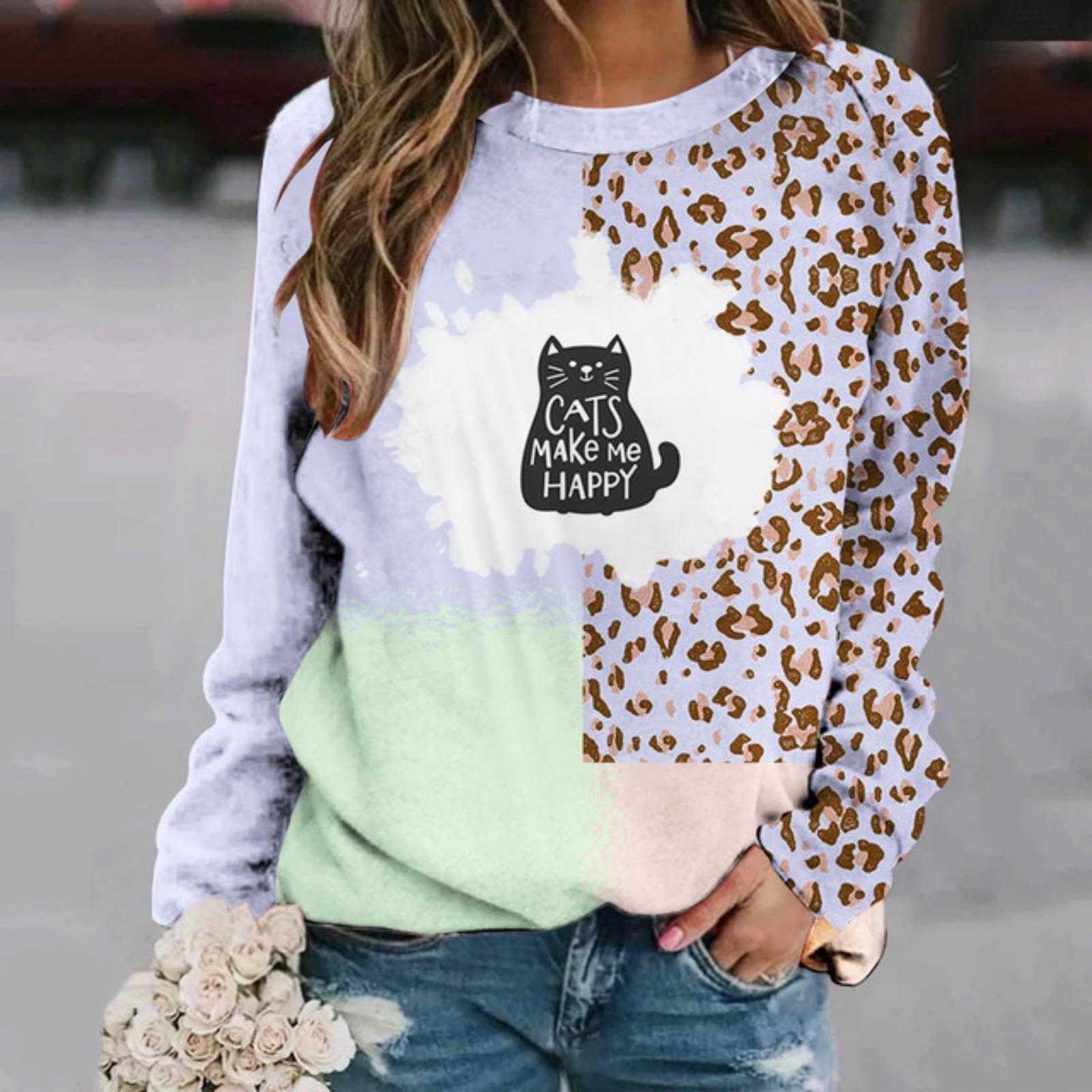 

Модная женская одежда 2024 года, осенний новый продукт, топ с принтом животных, круглый вырез, пуловер с рукавами на плечах, толстовка для женщин XL