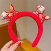 Cute Red Festive Plush for Hairband Horse-Zodiac Doll Headband Festival Performance Accessory Handmade Japan Korean Style