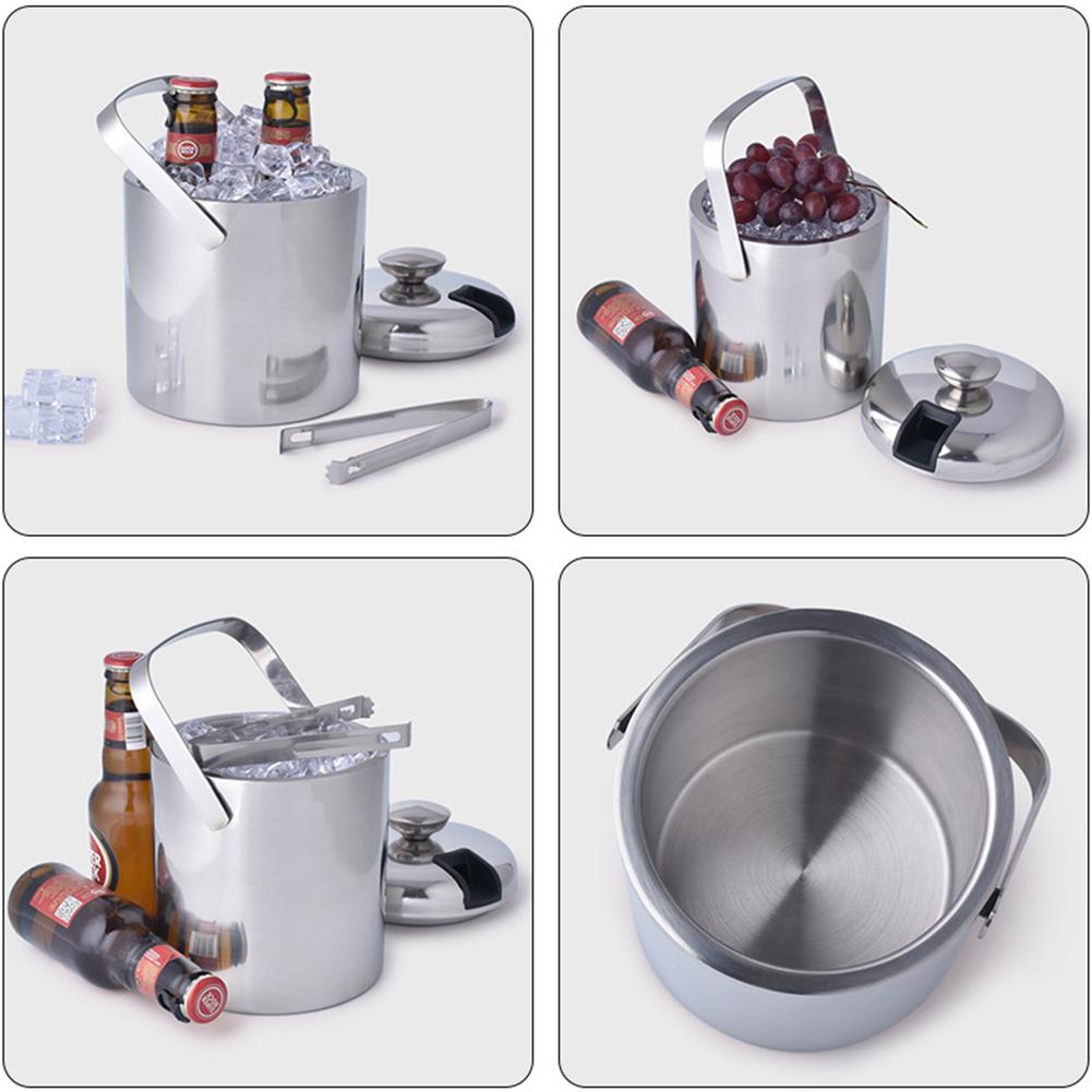 Stainless Steel Double Walled Insulated Ice Buck Ice Bucket Cold Beer Cooler Suitable For Outdoor Camping Home Bar Chilling