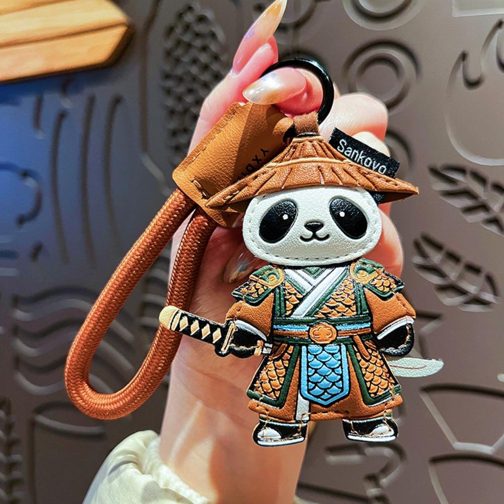 Hanger Pu Leather Keychain Chinese Style Car Keyring Trendy Panda Pendant  Men Style 1