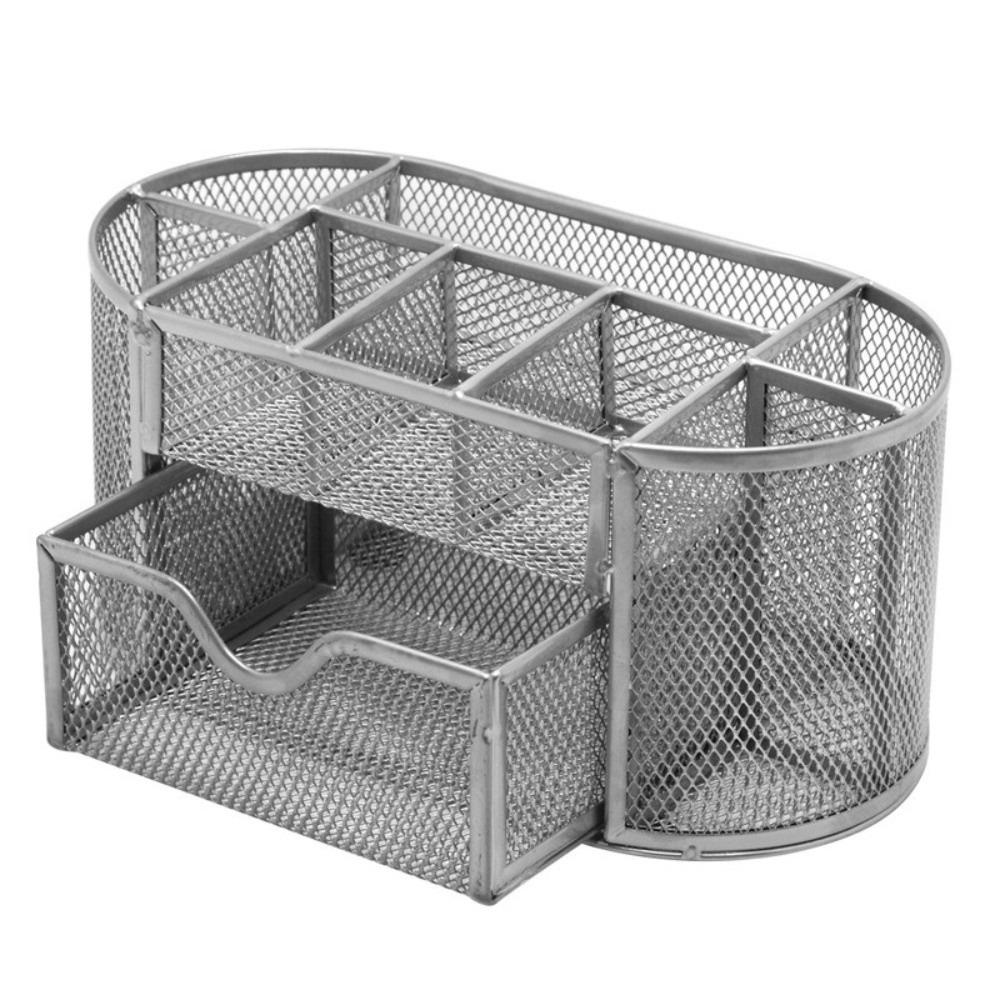 

Metal Mesh Nine Storage Pen Holder Iron Stationery Organizer Creative Pencil Holder for Office