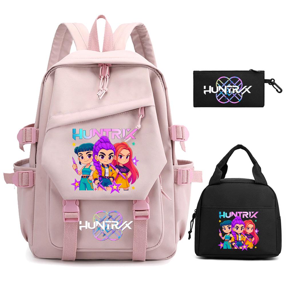 3Pcs/set K-pop Demon Hunters Printed Backpack for Teenger Boy Girl Large Capacity Schoolbag Children Student Bookbag Women Waterproof Travel Bag