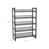 SONGMICS 5 Tier Metal Mesh Shoe Rack with Flat Angled Shelves, Large Stackable and Adjustable Boots Storage Organiser in Hallway Closet LMR005B, Black