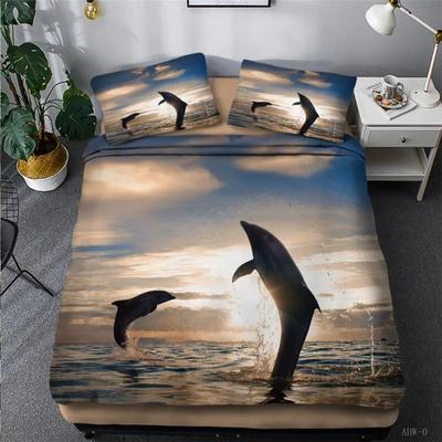 High End Quilt Cover Customization Dolphin 3D Duvet Cover Set King Queen Double Twin Single Size Bed Linen Set