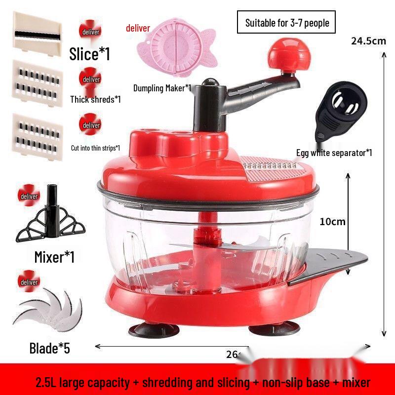 Manual Meat Grinder & Vegetable Chopper - Hand-Crank Dumpling Filling Mixer