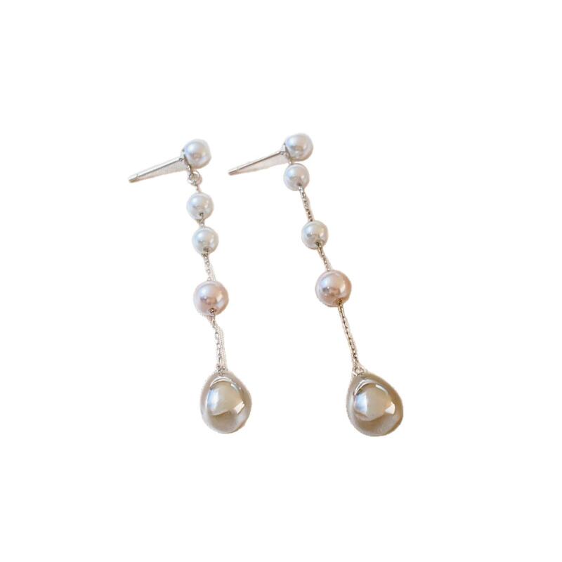 2026 New Water Droplet Imitation Pearl Tassel Earrings for Women Girls Elegant Fashion Long Dangle Earrings Jewelry Accessories