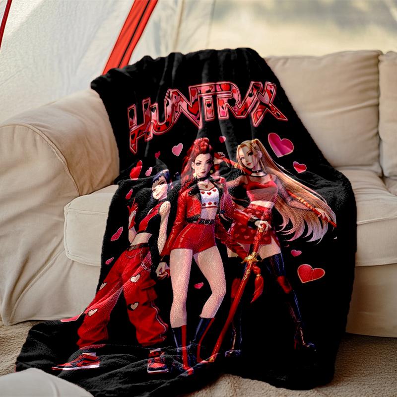 [1pc Kpop Demon Hunters Blanket] All-Season Blanket - Cozy Blanket for Sofa Couch Home Decoration, Digital Printed Nap Blanket