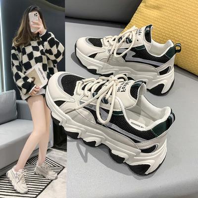 Schwarze Plateau-Dad-Schuhe Damen 2024 Frühling und Herbst neue kleine weiße Schuhe lässig vielseitig Studentenmode Sport Damenschuhe