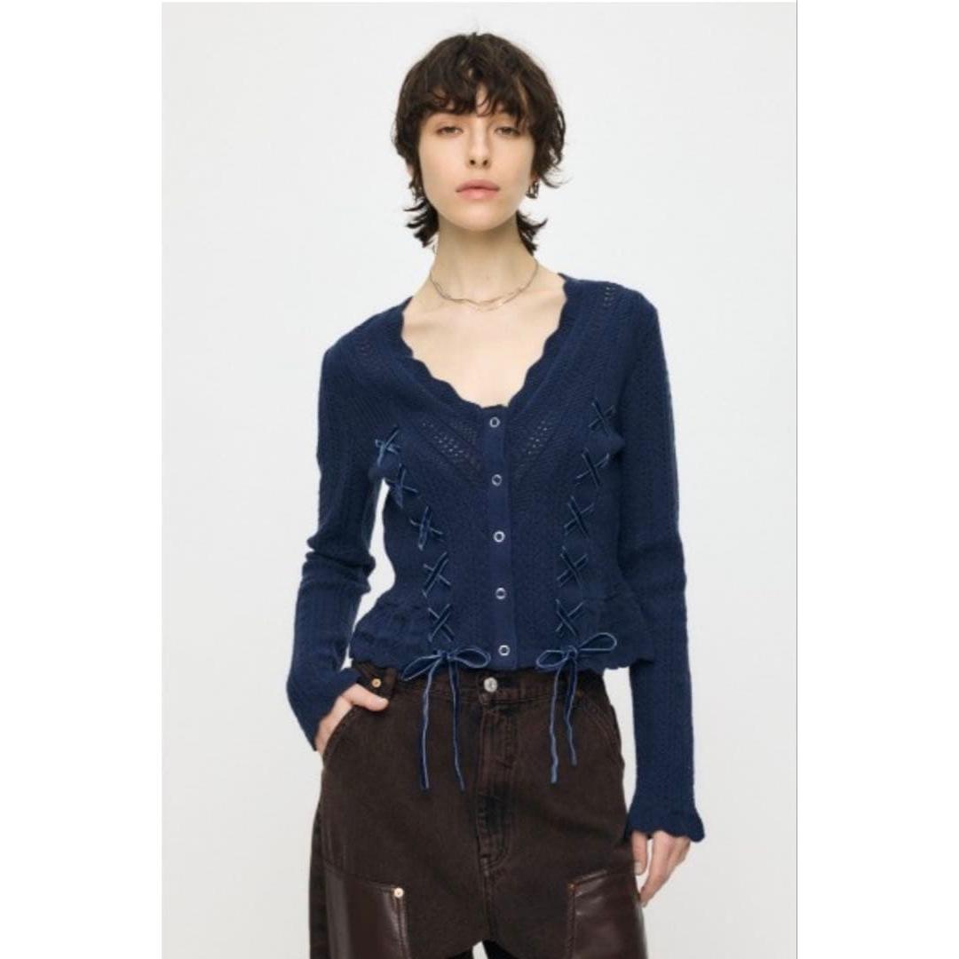 [MOUSSY] LACE UP RIBBON cardigan