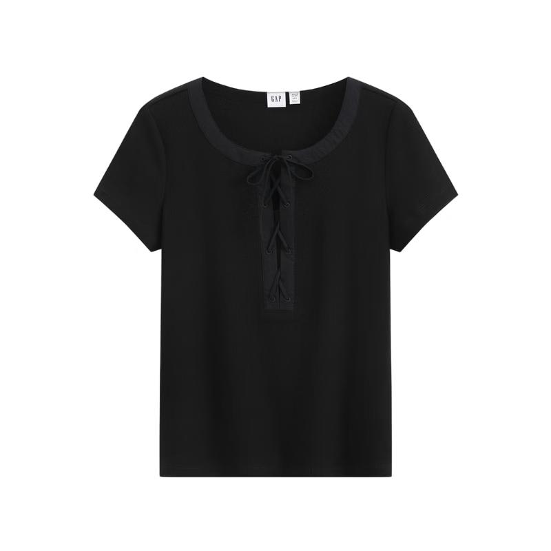 GAP Women s 2026 Summer Cool-Touch Knit Drawstring Open Collar T-Shirt