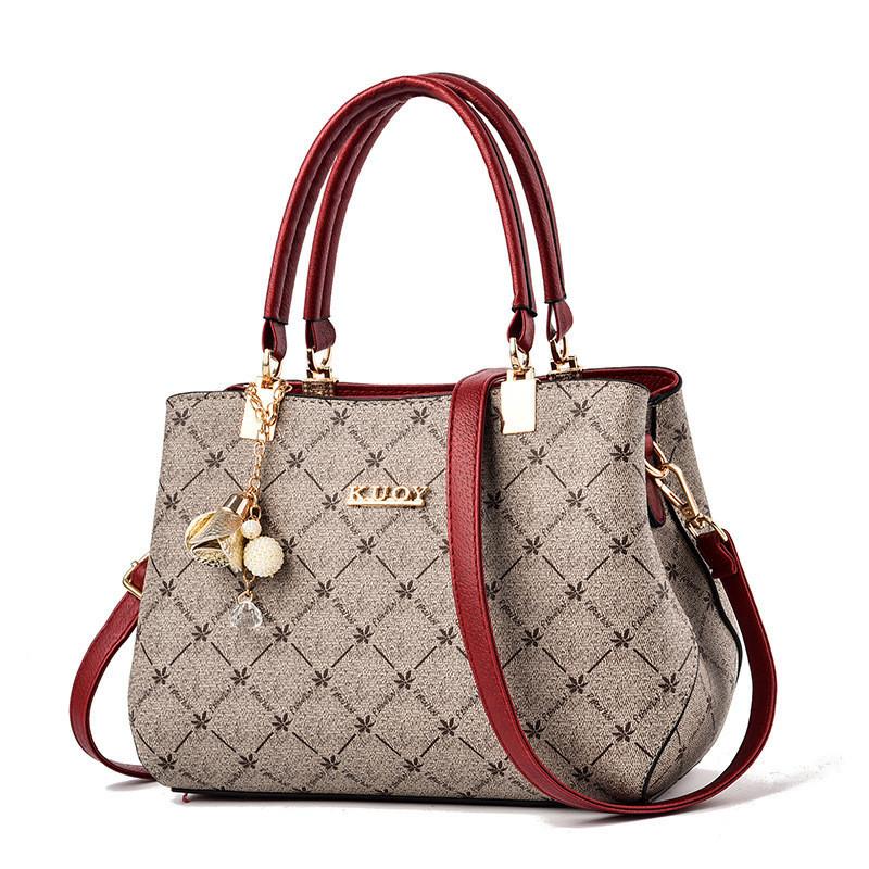 2023 New Large Capacity Women s Handbag Stylish Mom Bag Street Fashion Shoulder Crossbody Bag Red Gray