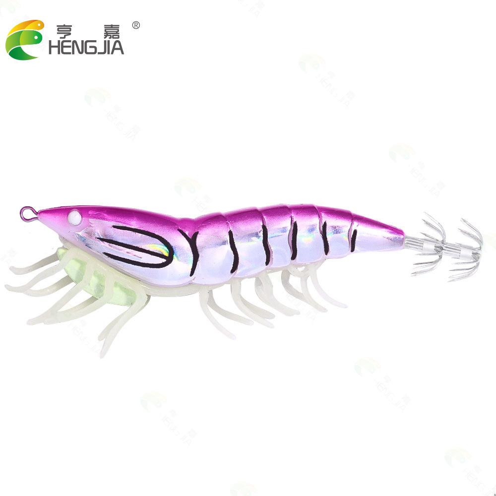 11CM22GLuminous Squid Shrimp Fake Bait Wood Shrimp Lure Bait Freshwater Saltwater Universal Bionic Fishing Bait Set 11CM 22G