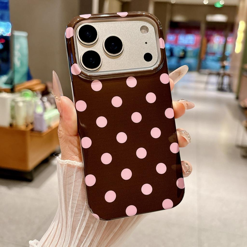 Applicable iPhone16 mobile phone case retro IMD polka dot color anti-drop protective case 17Pro all-inclusive case 15plus