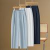 Fashion Navy Blue Nine-point Drape Harlan Pants Women's Summer Thin 1116 High-waisted Drape Straight Scimitar Pants