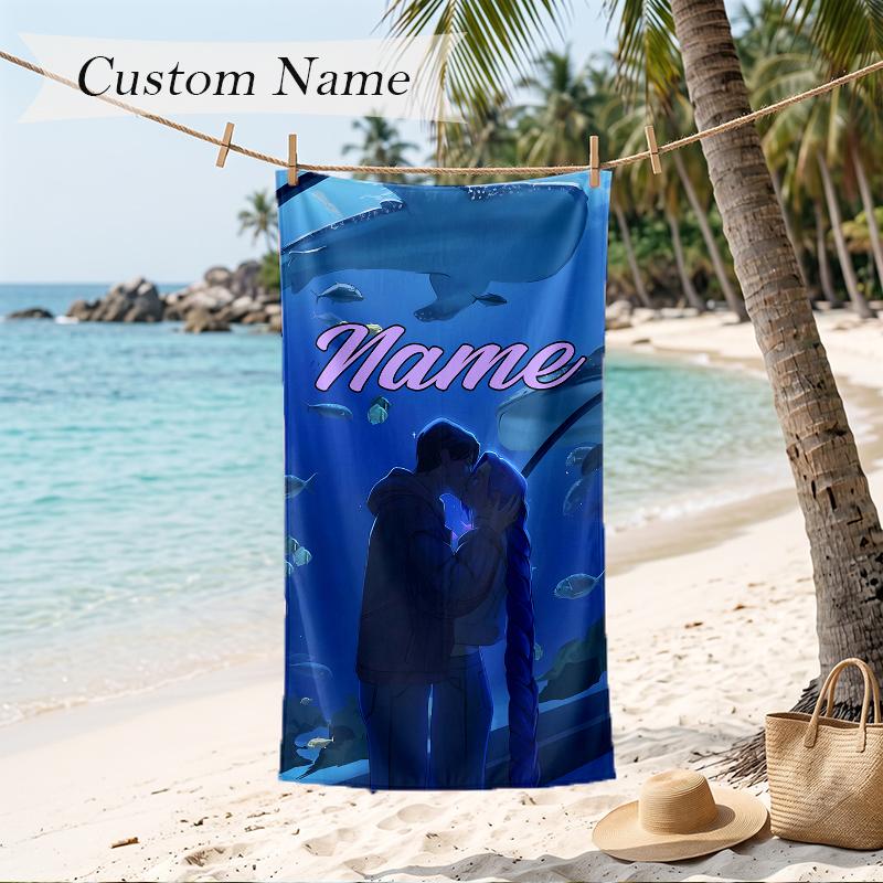 Rumi & Jinu Individuell bedrucktes Strandtuch Personalisierbares Weiches Handtuch für Schwimmen Strand Reisen