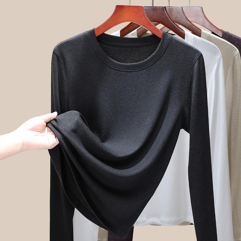 Tencel Linen Long-sleeved Women's Early Autumn High-end Temperament Thin and Thin Casual Round Neck Sunscreen Top