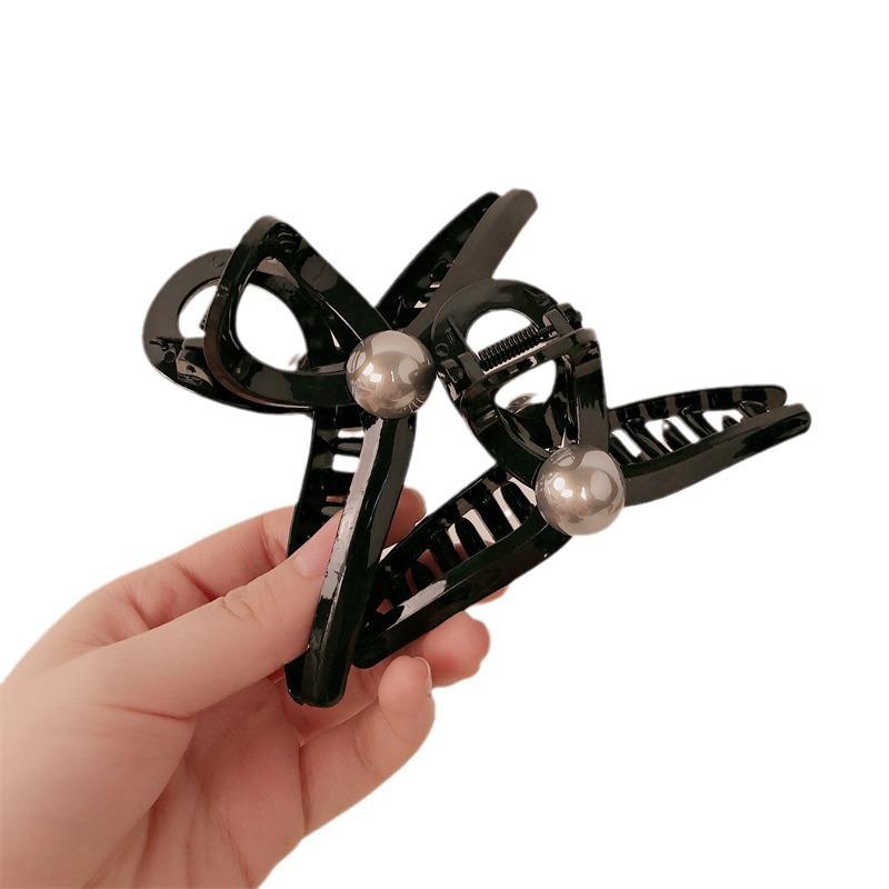 Women s Pearl Claw Clip: Durable Large Shark Hairpin for Updo or Half-Up Hairstyles 8cm Pearl Champagne