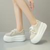 Fashion Women's Thick Bottom Sneakers Autumn New Style Genuine Leather Breathable Beaded Versatile Casual Board Shoes