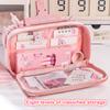 Kawaii Pencil Case  Transparent  Large Capacity  Flip Cover Simple Box For StudnetsOffice Supplies Stationery