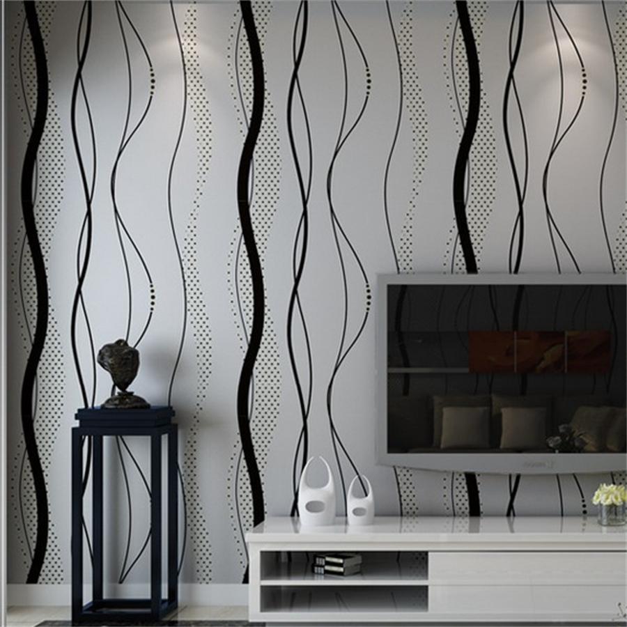 Wall Cover Room Sofa Gray Black Stripes Wall Paper 3D Design Modern Home Decor Tv Background Geometric Striped Wall Cover Roll