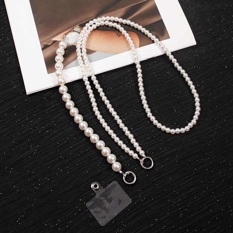 Handmade Beaded Phone Case with Pearl Necklace Lanyard & Crossbody Chain