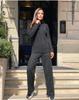 2023 Women's Knitted Cable Knit Two-Piece High Neck Sweater Set