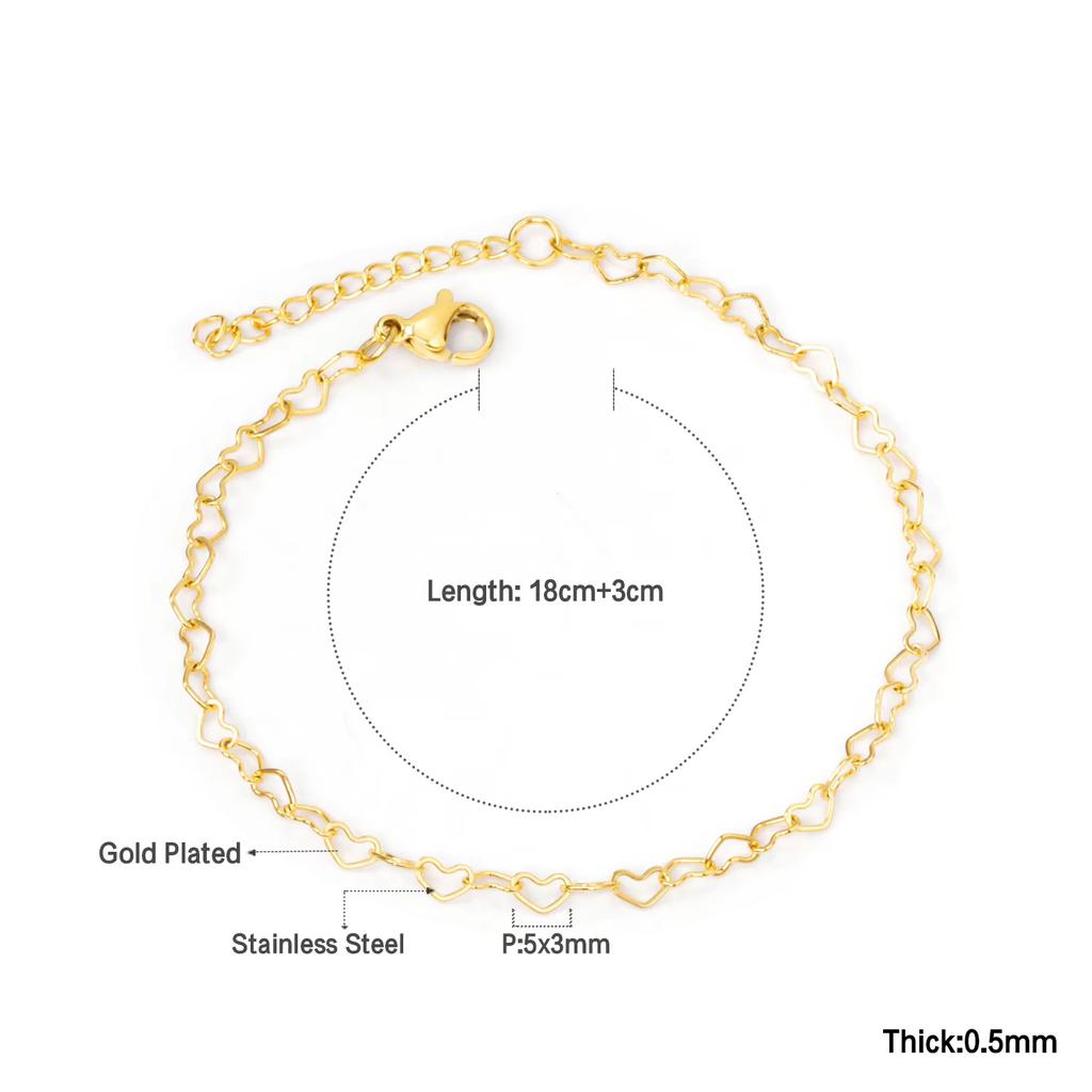 Stainless Steel Bracelet Metal Thick Chain 18K Gold Plated Bracelet Jewelry