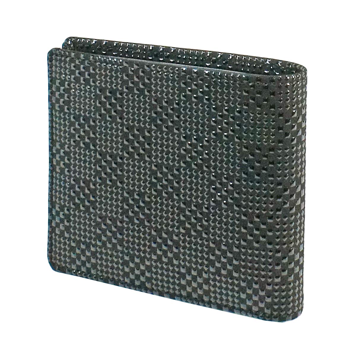 

Inden bill compartment no coin black background x black small checkered pattern [Indenya] bi-fold wallet, I, purse, deerskin, lacquer, 2005-01-167