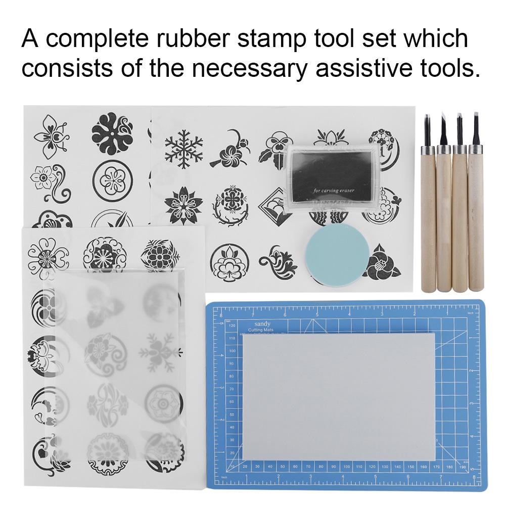 Rubber Stamp Carving Handcraft Set Hand Sculpture Stamp DIY Tool Kit