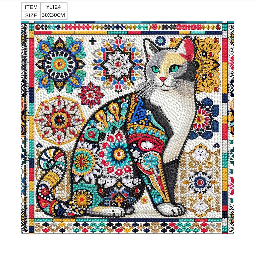 5D Special-Shaped Bright Diamond Painting Decorative Sticker, Handmade Diy Cat Children'S Painting Kit Cross-Border