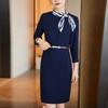 Elegant Seven-Sleeve Professional Work Dress
