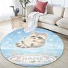 Custom Name,Beach Animals pattern round rug,Carpet Rug for Living Room Bedroom Playroom ,Non-slip Floor Mat,Holiday Gifts and Birthday Gifts.