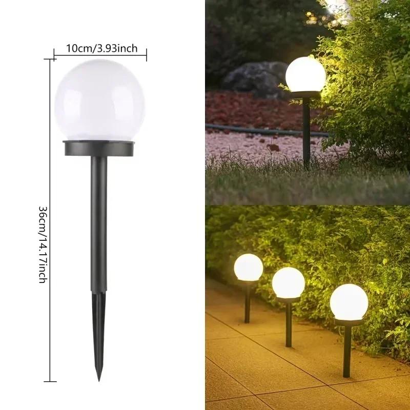 Solar Powered LED Round Ball Light Waterproof Outdoor Lawn Lamp Landscape Lighting Ground Plug for Garden Pathway Villa Decor