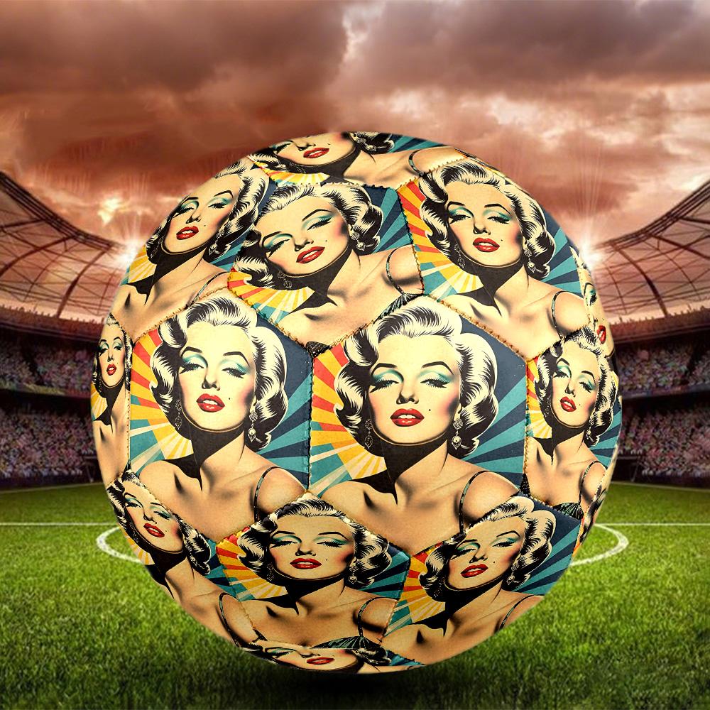 Marilyn Monroe Print Size 5 Soccer Ball, Standard Match Football for Sports Game and Team Practice, Ideal Gift for Soccer Fans