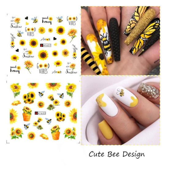 Nail Sticker Self Adhesive Exquisite Shape Attractive Sunflower Floral Nail Art Sticker Manicures Designs Nail Supplies